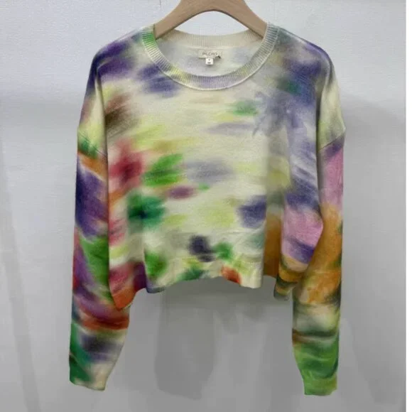 Anthropologie The Alani Cropped Cashmere Tie-Dye Sweater Small